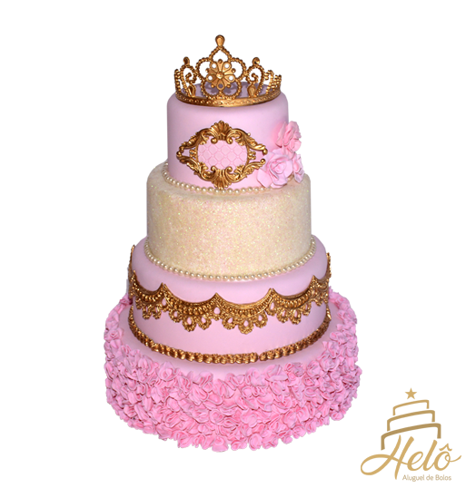 Bolo princesa rosa e dourado #boloprincesa #bolocenografic…